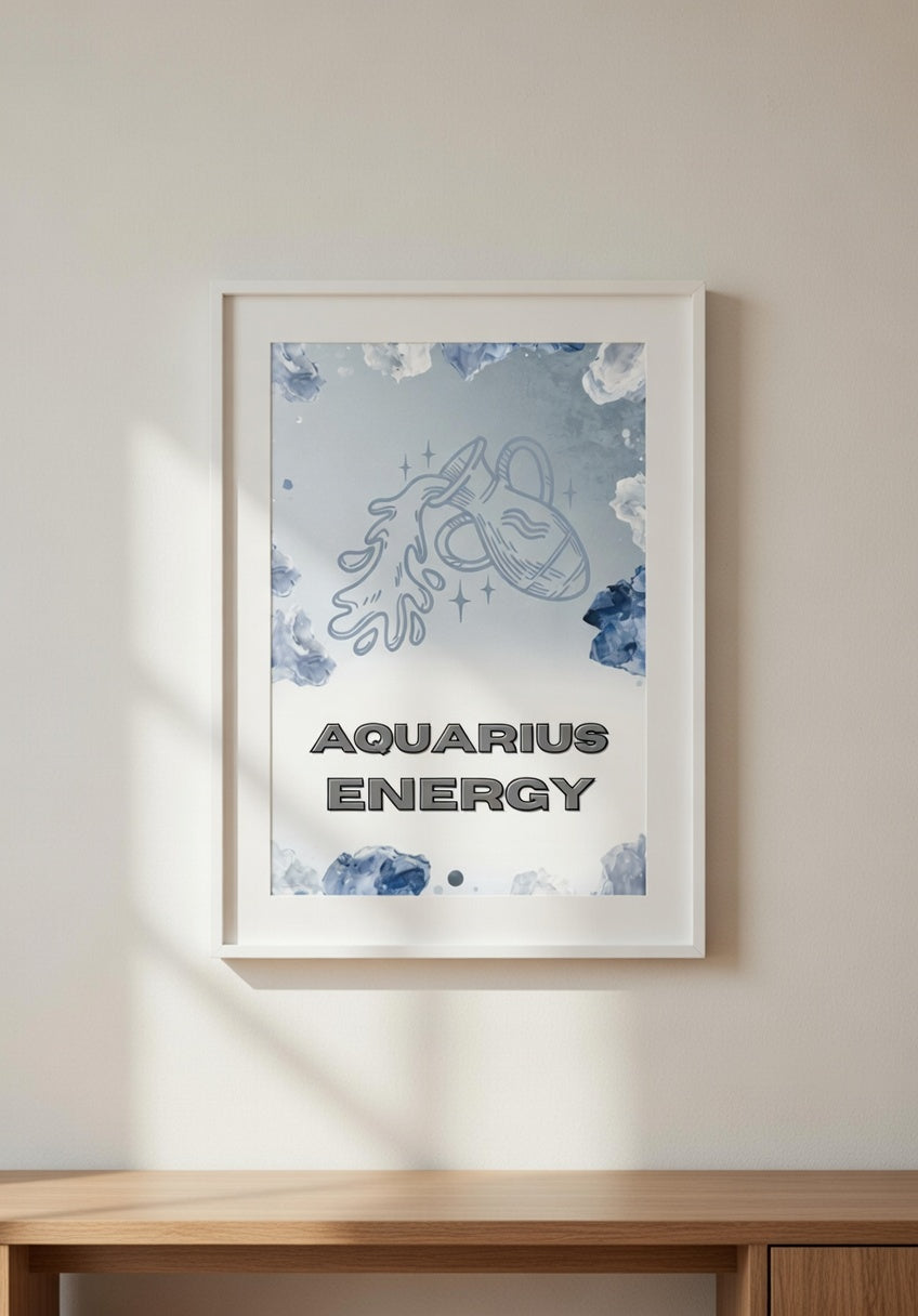 Aquarius Energy Постер – Зодиакален Постер за Стена | Дигитален Файл или Печат