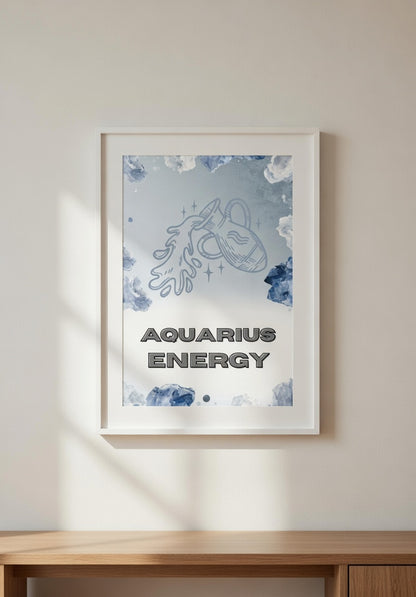 Aquarius Energy Постер – Зодиакален Постер за Стена | Дигитален Файл или Печат