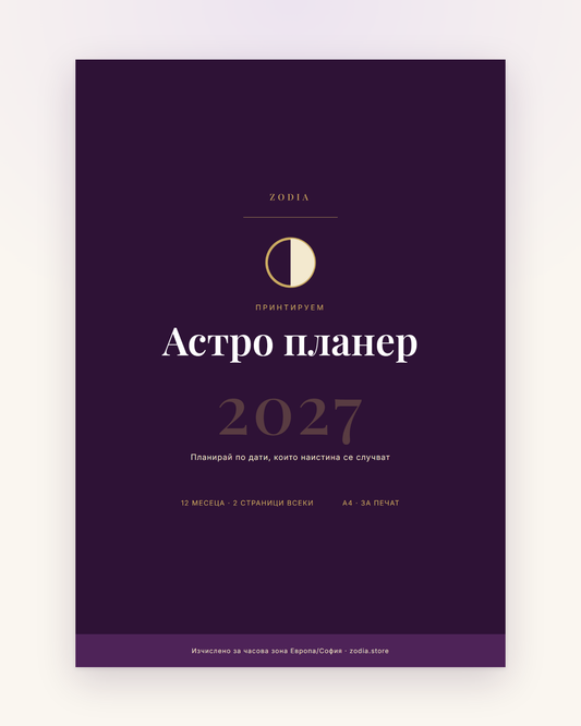 Корица на Астро планер 2027 от ZODIA — A4 PDF за принтиране