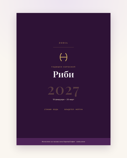 Корица на Годишен хороскоп 2027 за Риби – дигитален PDF от ZODIA