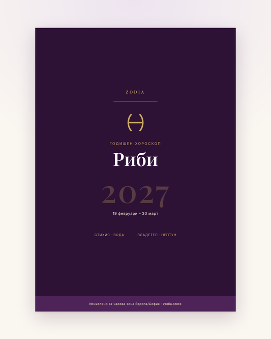 Корица на Годишен хороскоп 2027 за Риби – дигитален PDF от ZODIA