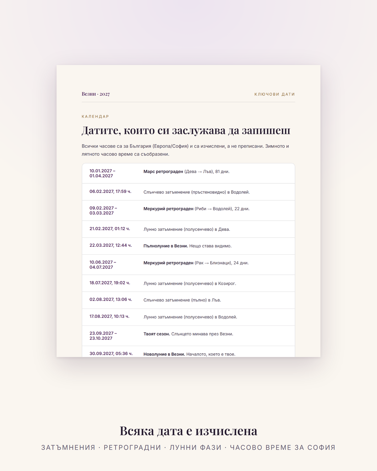 Ключови дати за Везни през 2027 – затъмнения, ретроградни и лунни фази с час за България