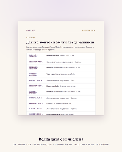 Ключови дати за Риби през 2027 – затъмнения, ретроградни и лунни фази с час за България