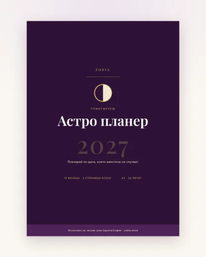 Корица на Астро планер 2027 от ZODIA — A4 PDF за принтиране