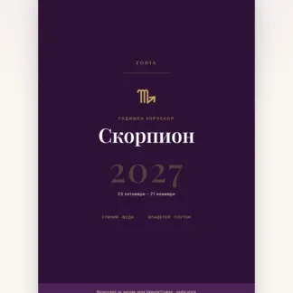 Корица на Годишен хороскоп 2027 за Скорпион – дигитален PDF от ZODIA