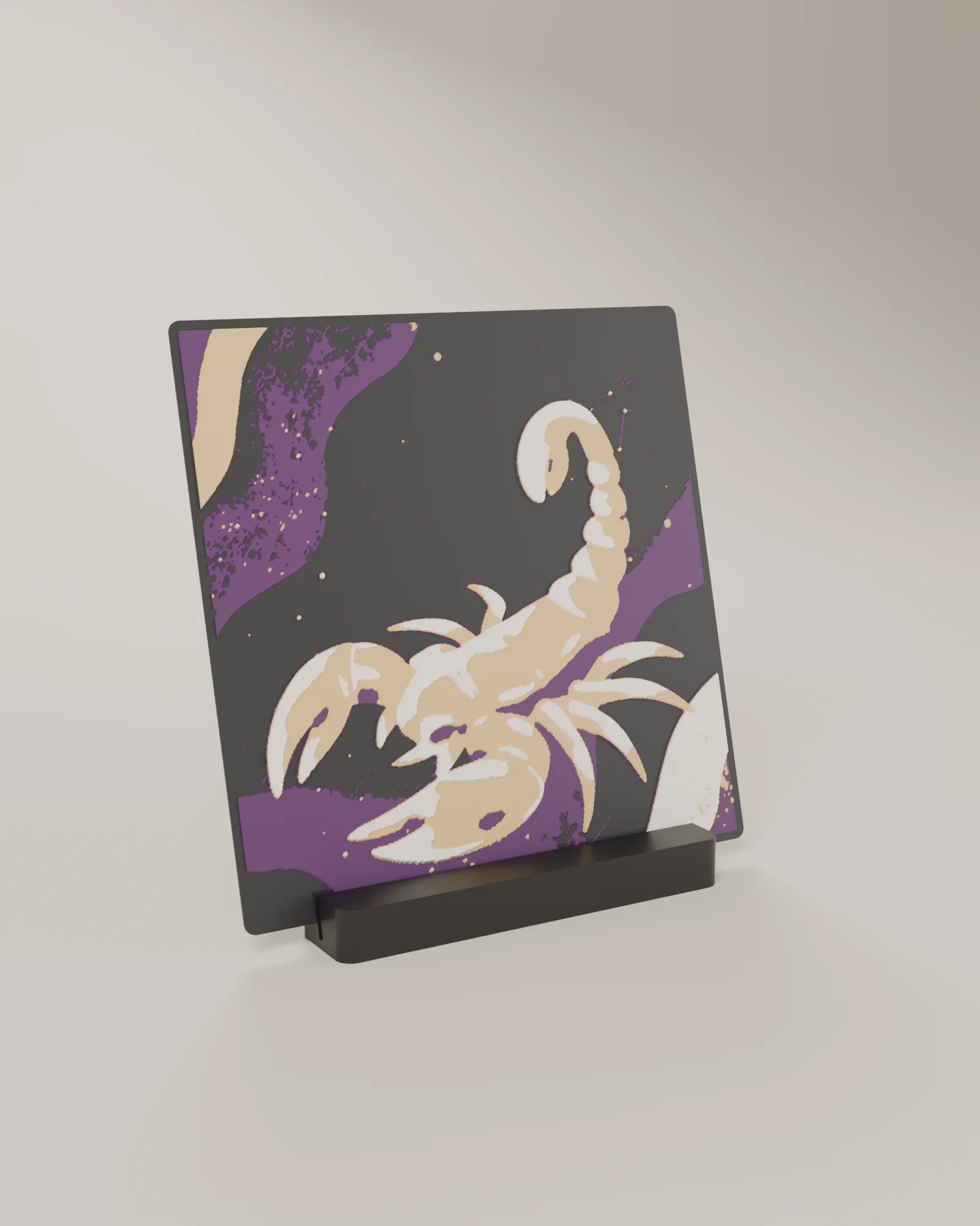 Scorpio Energy – филаментна картина 20×20 на стойка, отстрани